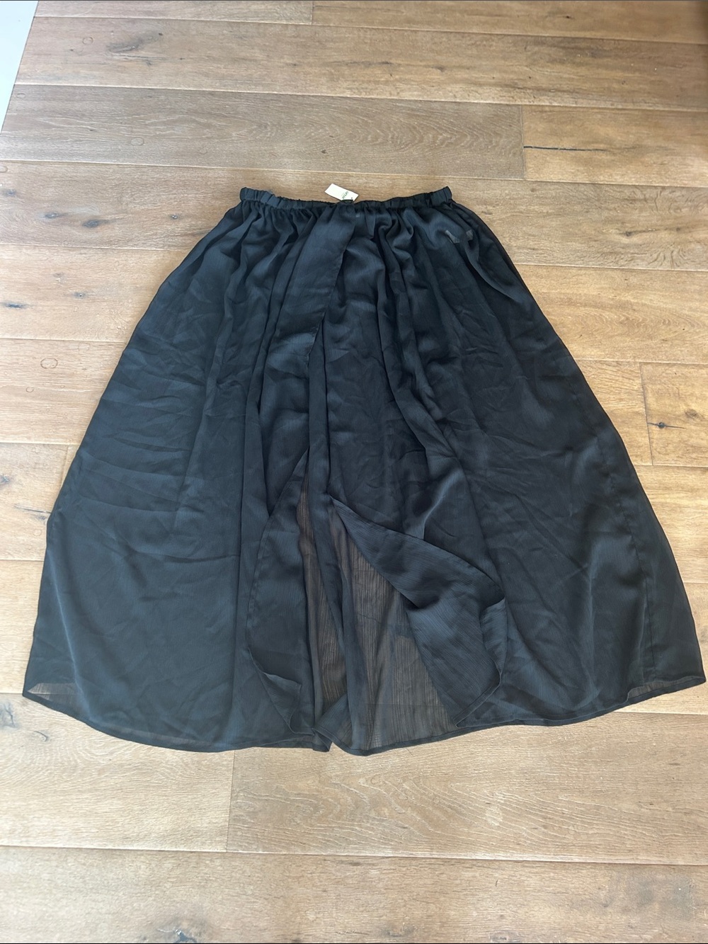 Black Sheer Maxi Skirt with Elastic Waist